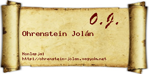 Ohrenstein Jolán névjegykártya